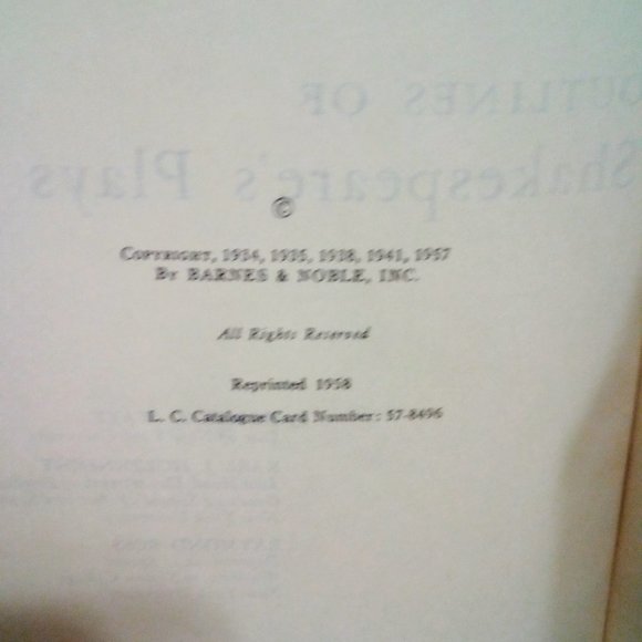 College Outline Series Outlines Of Shakespeare's Play 1958 - Picture 5 of 5